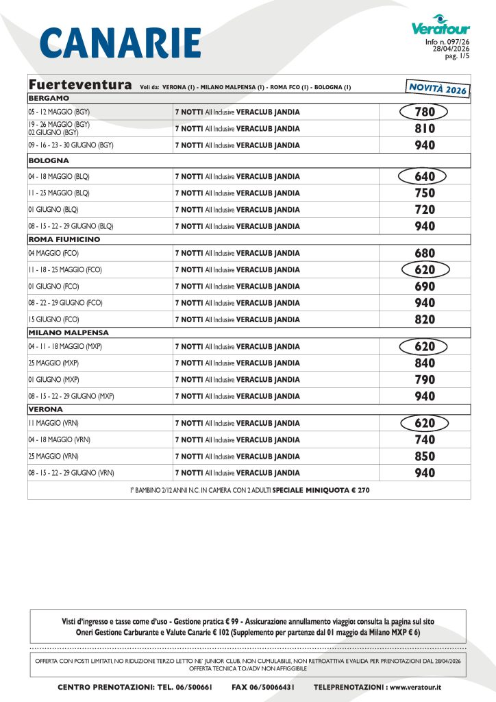 CANARIE VERATOUR - PAG. 1/2