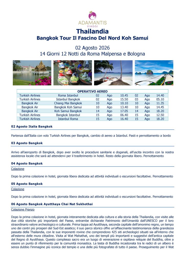 BANGKOK + TOUR FASCINO DEL NORD E KOH SAMUI - PAG. 1/4