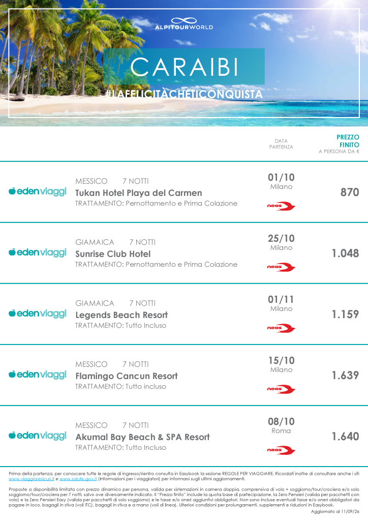 CARAIBI EDEN OTTOBRE NOVEMBRE